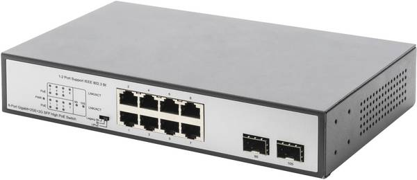 Digitus DN-95140 DN-95140 19" síťový switch 8 + 2 porty 10 / 100 / 1000 MBit/s funkce PoE