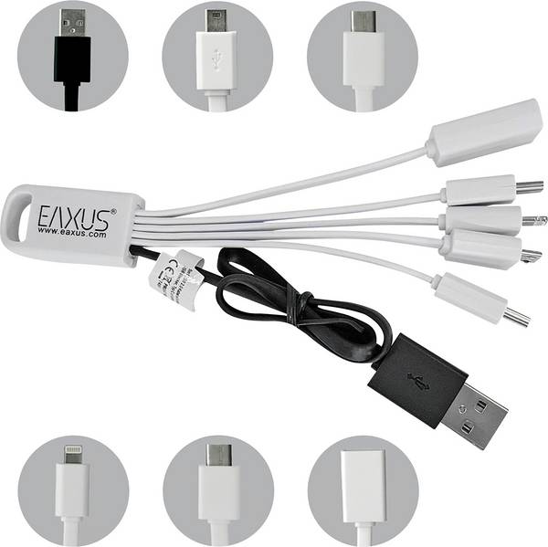 Eaxus Nabíjecí kabel 5v1 USB 2.0 s mini, microUSB konektorem, typ C, 8-pin, spojkou   Nabíjecí kabel