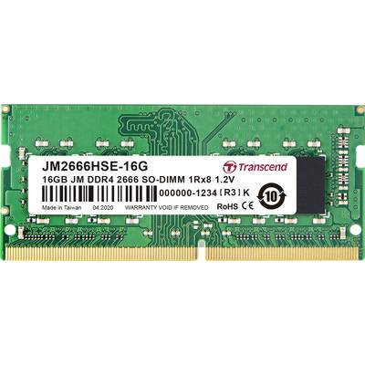 Transcend JetRAM RAM modul pro notebooky   DDR4 16 GB 1 x 16 GB Bez ECC 2666 MHz 260pin SO-DIMM CL19 JM2666HSE-16G