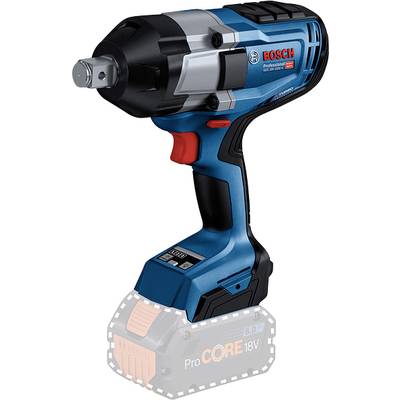 Rázový utahovák Bosch Professional. Modro-černý s červeným tlačítkem a stříbrným nástavcem. Kompatibilní s akumulátory ProCORE 18V.