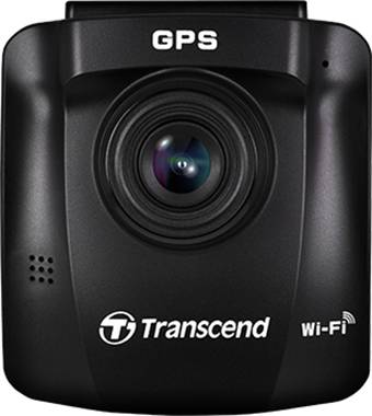Černá palubní kamera Schwarze Transcend s funkcí Wi-Fi a GPS.