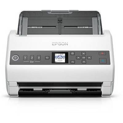 Plochý skener Epson s ovládacími prvky a displejem na přední straně, vhodný pro digitalizaci dokumentů.
