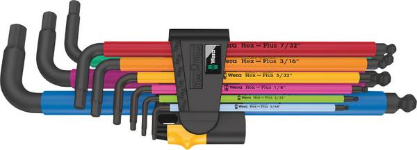 Wera 950/9 Hex-Plus Multicolour Imperial 2 inbus sada klíčů  1/4 palec, 3/16 palec, 1/8 palec, 5/64 palec, 5/16 palec, 7/32 palec, 5/32 palec, 3/32 palec, 3/8 palec  9dílná