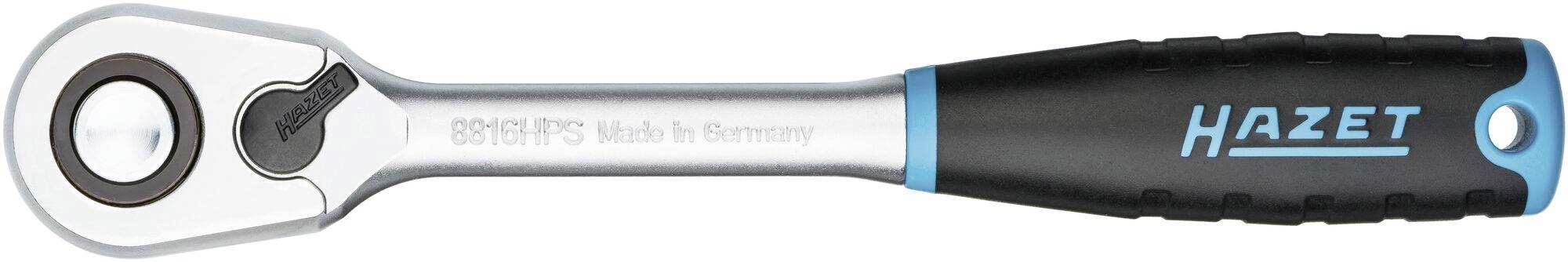 Ráčna značky Hazet s černou rukojetí s nápisem "Made in Germany".