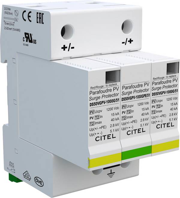 Citel 481311 DS50VGPVS-1000G/51 modul s přepěťovou ochranou  Přepětová ochrana pro: rozvodná skříň 60 kA  1 ks