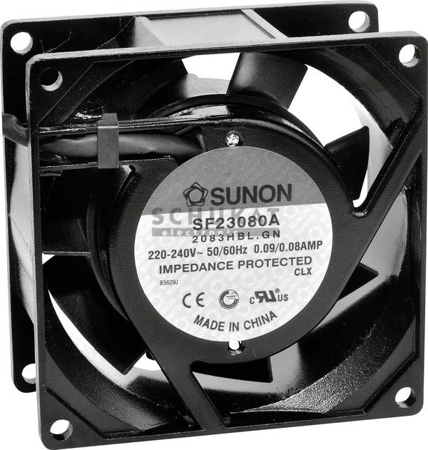 Sunon SF23080A2083HBL axiální ventilátor, 230 V/AC, 40.78 m³/h, (d x š x v) 80 x 80 x 38 mm, SF23080A2083HBL