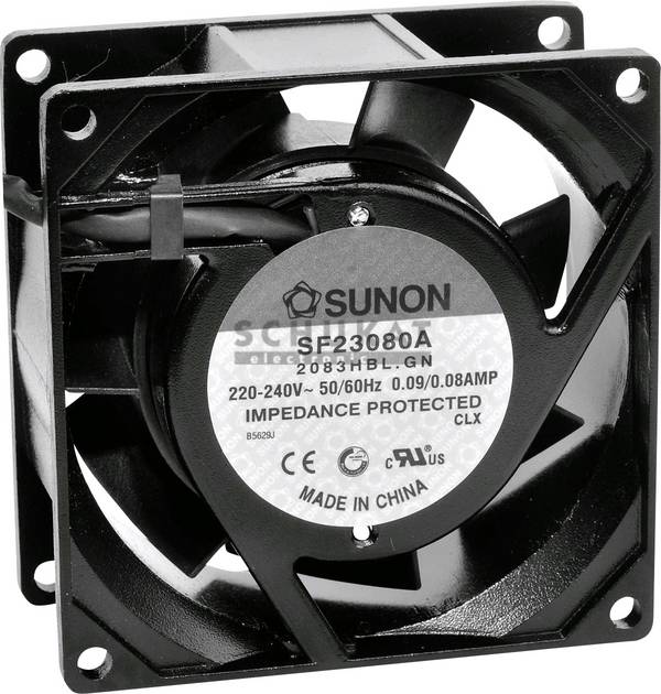 Sunon SF23080A2083HSL axiální ventilátor, 230 V/AC, 39.07 m³/h, (d x š x v) 80 x 80 x 38 mm, SF23080A2083HSL