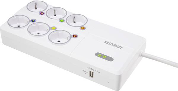 VOLTCRAFT SEM8500 měřič spotřeby el. energie vč. rádiově řízených zásuvek, možnost exportu dat, s funkcí dataloggeru, s odhadem budoucích nákladů , nastavitelná cena elektřiny, ovládání přes mobilní aplikaci, s připojením k internetu