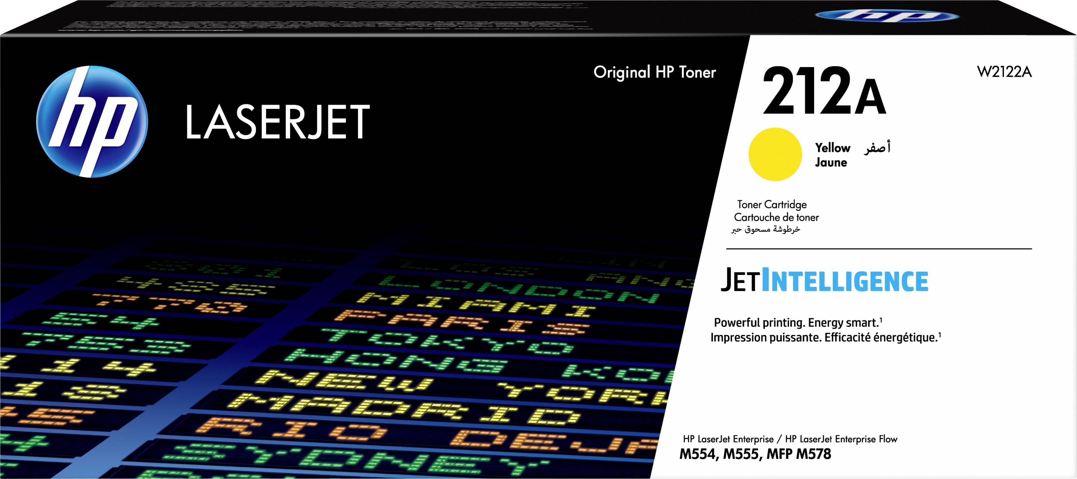 Balení pro HP 212A žlutý toner s technologií 'JetIntelligence'. Navrženo pro tiskárny HP LaserJet M554, M555 a víceúčelové tiskárny řady M578.