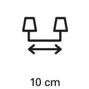 Stylizovaný nákres dvou lamp propojených břevnem. Pod ním je nápis '10 cm', který označuje vzdálenost.