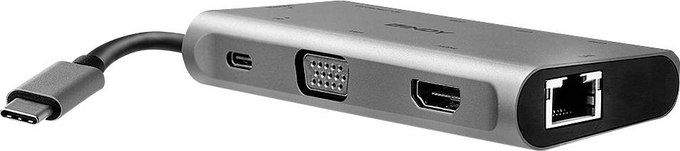 LINDY 43278 USB-C® konvertor [1x USB-C® zástrčka - 3x USB 3.2 gen. 1 zásuvka A, VGA zásuvka, HDMI zásuvka, RJ45 zásuvka,-1