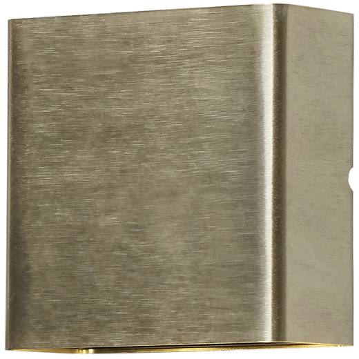 Nástěnná lampa z kartáčovaného kovu s obdélníkovým tvarem. Elegantní design pro moderní interiéry.