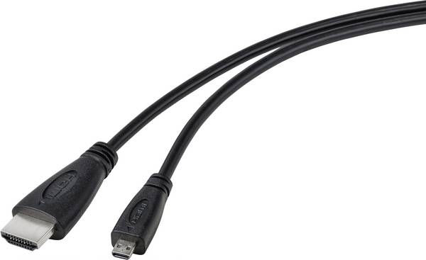 TRU COMPONENTS HDMI kabel Zástrčka HDMI-A, Zástrčka HDMI Micro-D 1.80 m černá TC-9449896  HDMI kabel