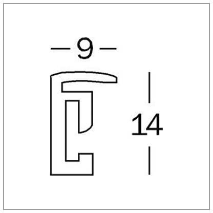 Geometrický nákres zobrazuje překlopenou figuru s číslem '9' nahoře a číslem '14' vpravo.