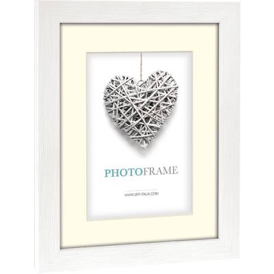 Bílý fotorám se srdcem z propletené stříbrné ozdoby a textem 'PHOTO FRAME' pod ním.
