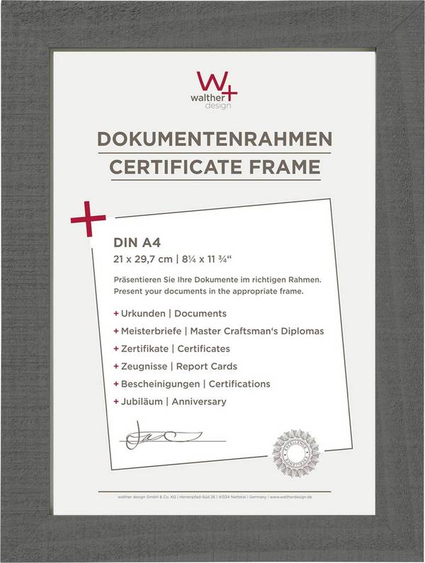 walther+ design HO130D vyměnitelný fotorámeček Formát papíru: A4  šedá