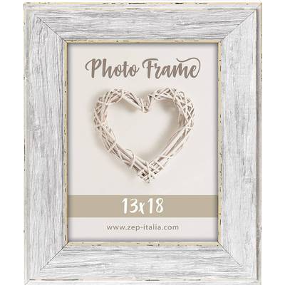 Fotorámeček s dřevěnou strukturou. Uvnitř srdce z propletených větví. Text nahoře: 'Photo Frame', dole: '13x18'.