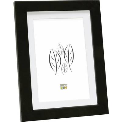 Černý rámeček s bílou paspartou; uvnitř minimalistický obraz se stylizovanými listy v černé barvě na bílém pozadí.