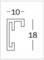 L-profilový prvek se dvěma rozměry; šířka činí 10 jednotek, výška 18 jednotek.