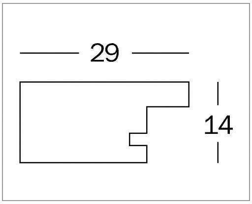 Obdélníkový diagram s výřezem v pravém dolním rohu. Celková délka je 29, pravá výška 14.