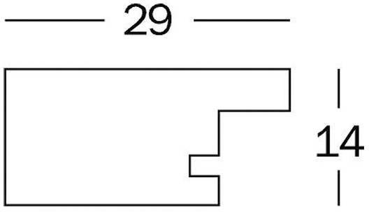 Obdélníková kresba s výřezy, horizontálně označená šířkou '29' a vertikálně označená výškou '14'.