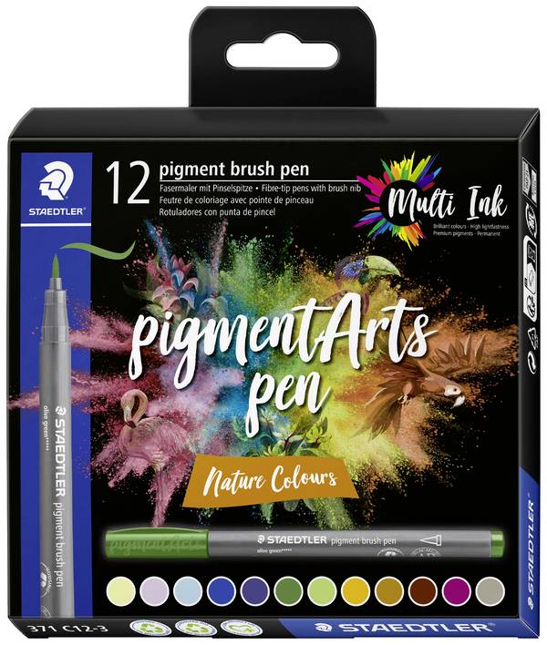 Staedtler pigment brush pen Nature Colour 371 C12-3 popisovač barevná , přírodní  12 ks