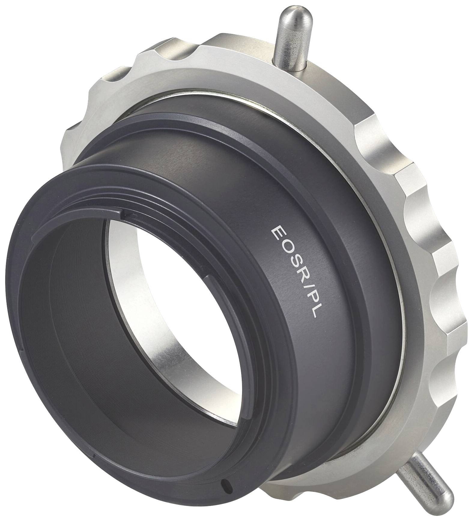 Kovový adaptační kroužek pro připojení objektivu k tělu fotoaparátu. Označení: 'EOSR IPL'.