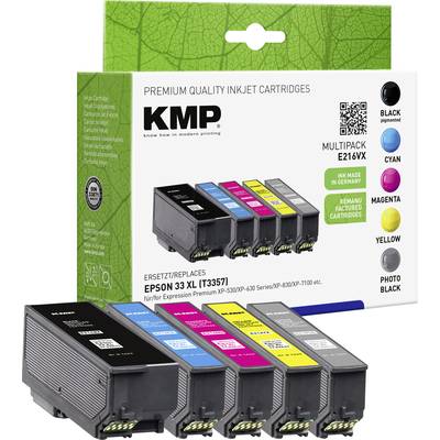 KMP Ink náhradní Epson 33XL, T3357, T3351, T3361, T3362, T3363, T3364 kompatibilní kombinované balení černá, foto černá,