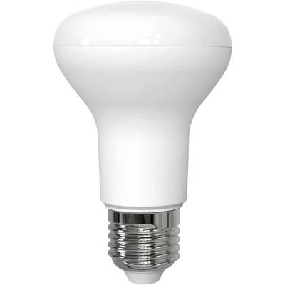 Bílá LED žárovka se závitem, zobrazená před neutrálním pozadím.