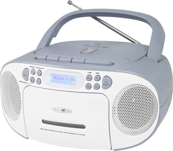 Reflexion Tragbarer Radiorecorder RCR2260DAB/BL rádio s CD, DAB+, FM, DAB, AUX, CD, kazeta, USB, bílá, modrá