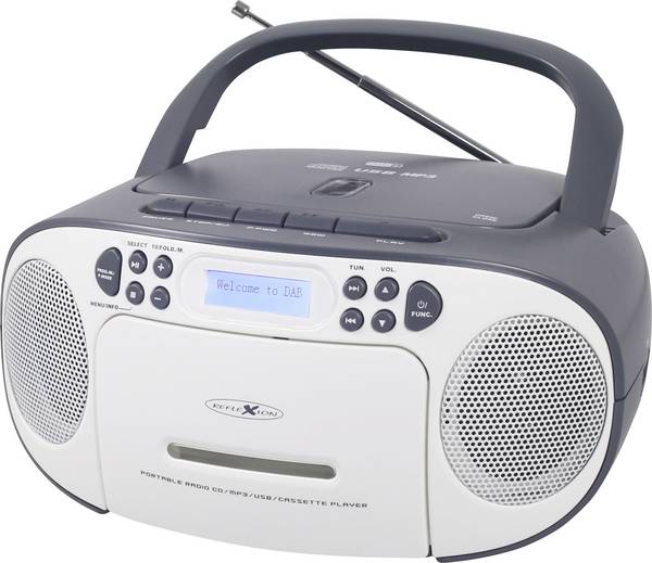 Reflexion CD-Player RCR2260DAB/GR rádio s CD, DAB+, DAB, FM, AUX, CD, kazeta, USB, bílá, šedá