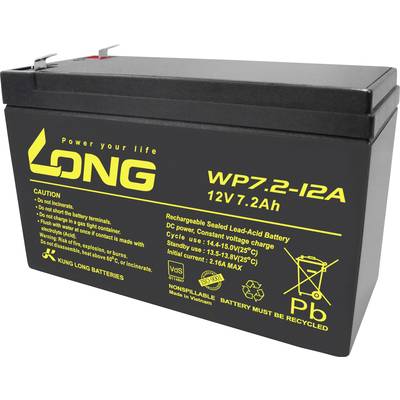 Long WP7.2-12A/F2 WP7.2-12A/F2 olověný akumulátor 12 V 7.2 Ah olověný se skelným rounem (š x v x h) 151 x 102 x 65 mm pl