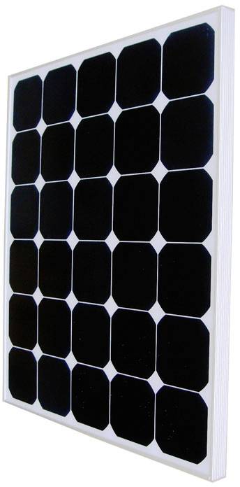 Solární panel s 24 černými fotovoltaickými články v bílém rámu. Ideální pro přeměnu slunečního světla na elektrickou energii.