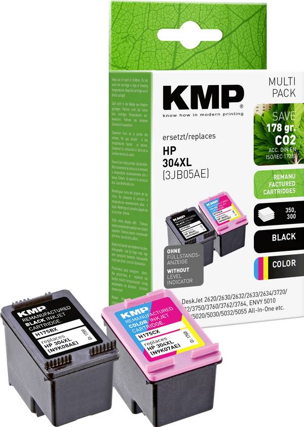 KMP Ink náhradní HP 304XL, N9K08AE, N9K07AE kompatibilní kombinované balení černá, barva H175VX 1759,4005