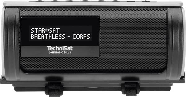 TechniSat DIGITRADIO Bike 1 0000/3926 kapesní rádio, DAB+, DAB, FM, Bluetooth, vodotěšné, voděodolné, s akumulátorem, černá, stříbrná