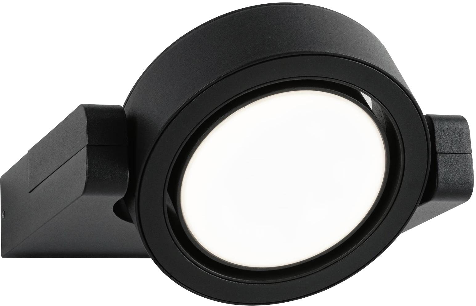 Černé kulaté stropní svítidlo s nastavitelnou hlavou. Ideální pro cílené osvětlení místností.