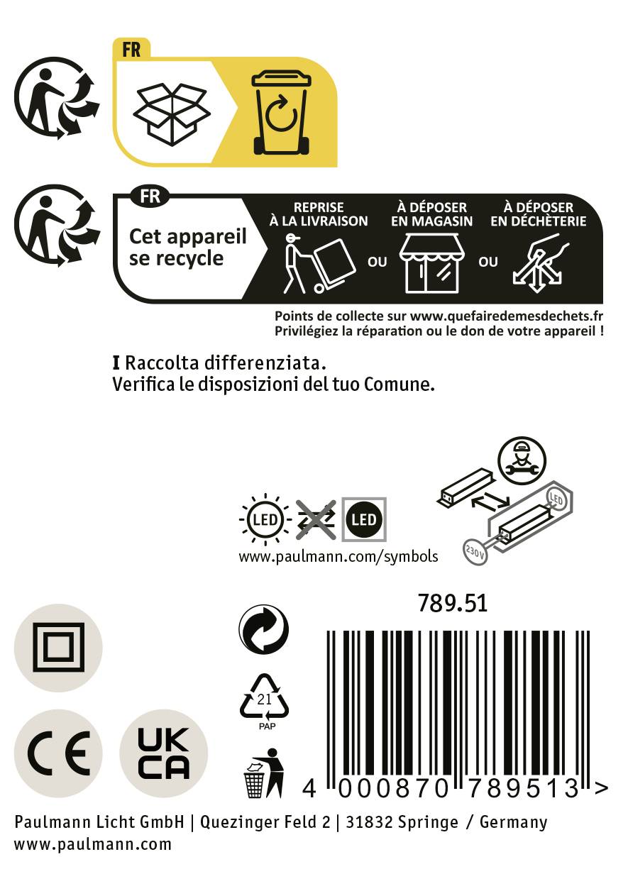 'CZ: Tento přístroj je možné recyklovat. Sběrná místa naleznete na www.quefairedemesdechets.fr. Upřednostněte zpětný odběr nebo odevzdání v prodejně.' - Informace o správné likvidaci zařízení.