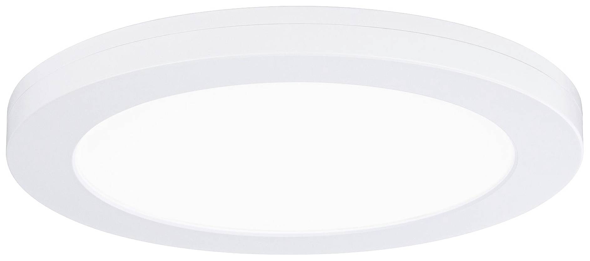 Kulatá bílá stropní LED svítidlo s plochým designem.