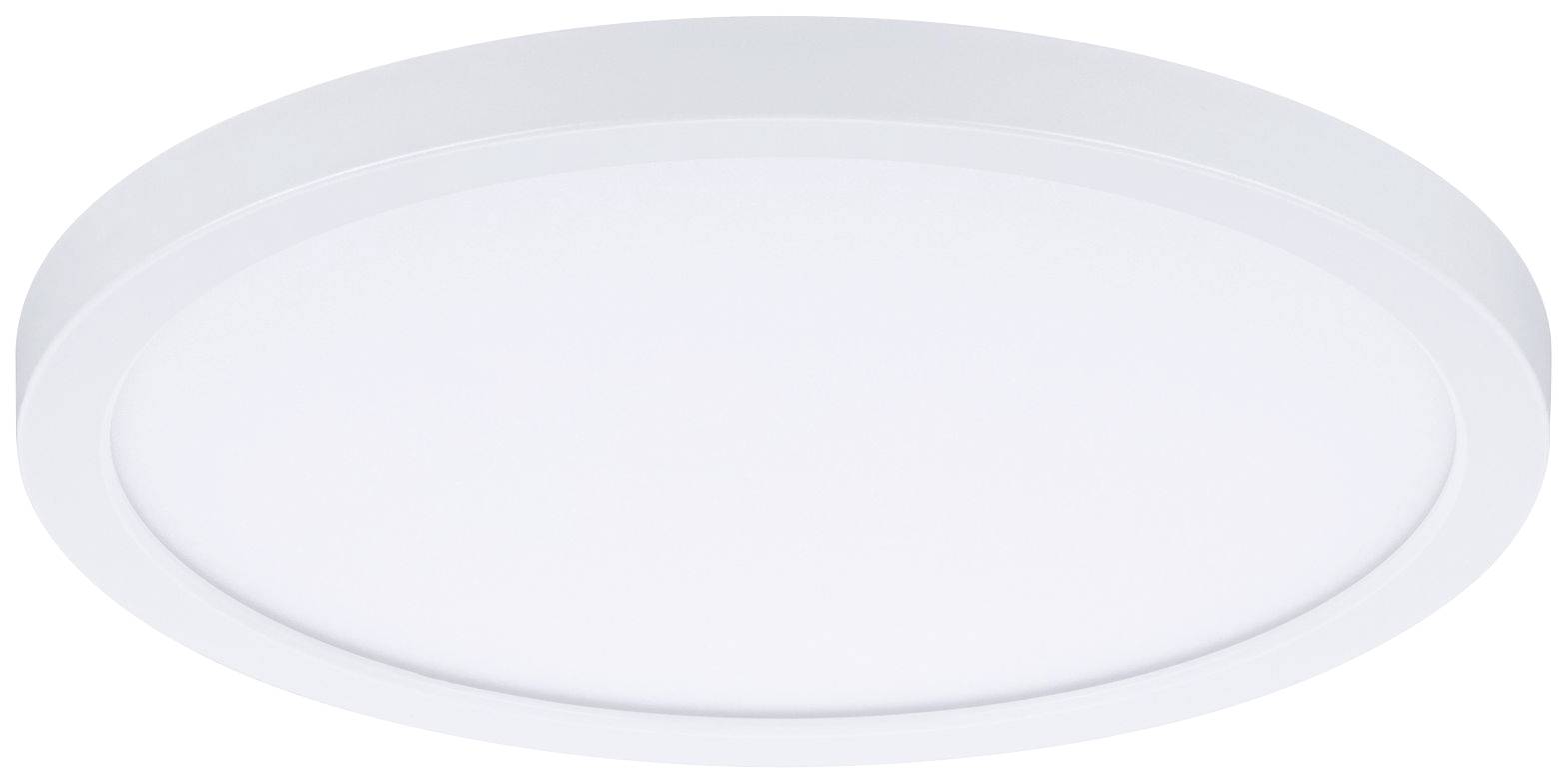 Kulatá, bílá stropní LED svítidlo s jednoduchým designem, vhodné pro obytné i pracovní prostory.