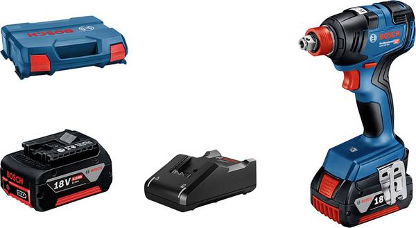 Bosch Professional GDX 18V-200, 06019J2206 aku rázový utahovák, 200 Nm, 18 V, 4.0 Ah, Li-Ion, vč. 2x aku, vč. nabíječky, kufřík, bezkartáčové