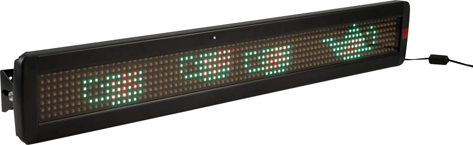 LED světelná tabule zobrazuje symboly: automobil, jízdní kolo, lokomotivu a loď v řadě, symbolizující různé dopravní prostředky.