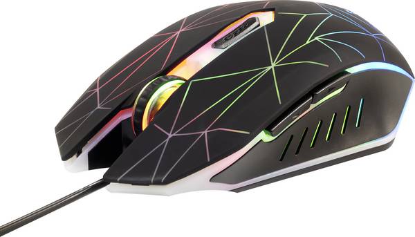 Renkforce RF-GM-120 optická herní myš, přenos USB, 6 tlačítko, 3600 dpi, černá