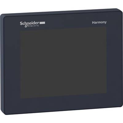 Černá obdélníková zobrazovací jednotka s logy 'Schneider Electric' a 'Harmony' v horním levém a pravém rohu přední strany.