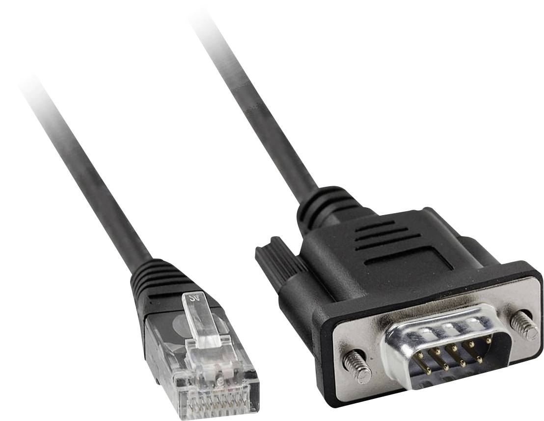 VGA konektor a ethernetový konektor leží vedle sebe. Oba jsou připojeny k černému kabelu.