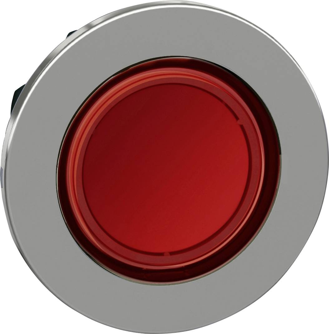 Červený knoflík v stříbrné objímce.