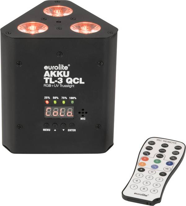 Eurolite 41700510 AKKU TL-3 QCL RGB+UV Trusslight LED efektový reflektor  Počet LED:3 4 W