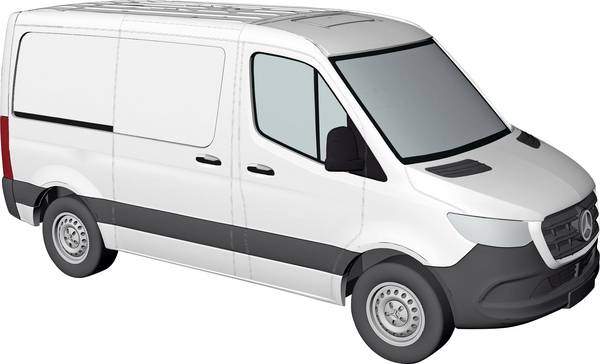 Busch 53400 H0 model osobního automobilu Mercedes Benz Sprinter skříňový vozík krátký, bílá