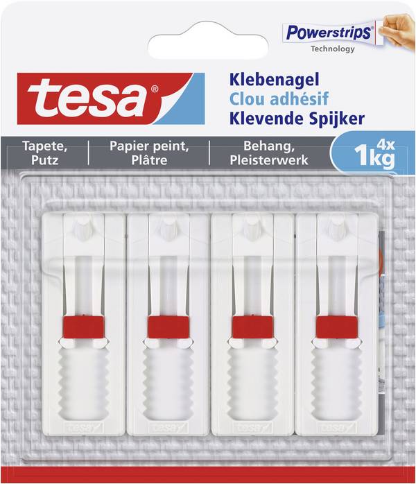 tesa 77774 Nastavitelné lepicí hřebík  bílá Množství: 4 ks