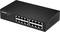 Černý síťový switch s šestnácti ethernetovými porty. Označení vlevo nahoře zobrazuje 'Edimax GS-1016 V2'. Použitelný pro jednoduché síťové připojení.