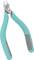 Štípací kleště s tyrkysovými gumovými rukojeťmi, vhodné pro přesné stříhání tenkých drátů v elektronických aplikacích.